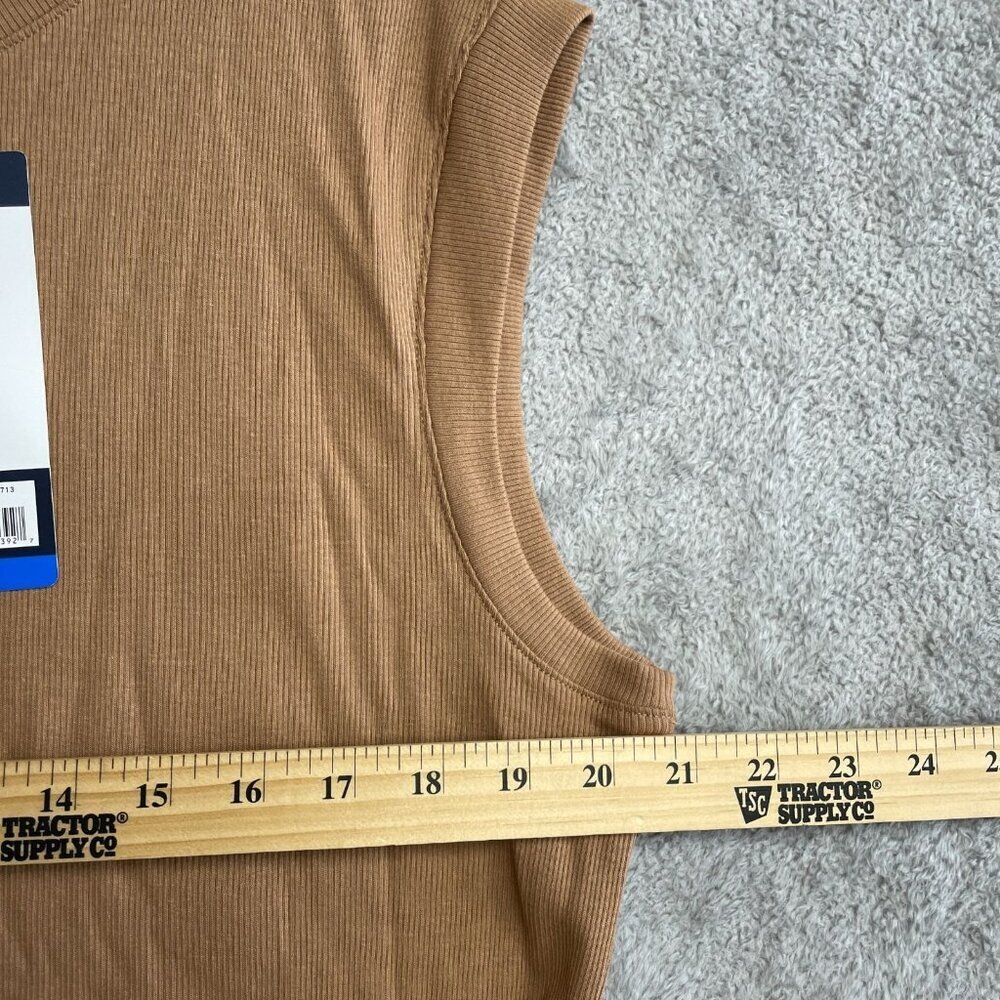 NEW Lands' End Women's Size L Sleeveless Rib Knit Midi Dress Brown - Picture 6 of 13